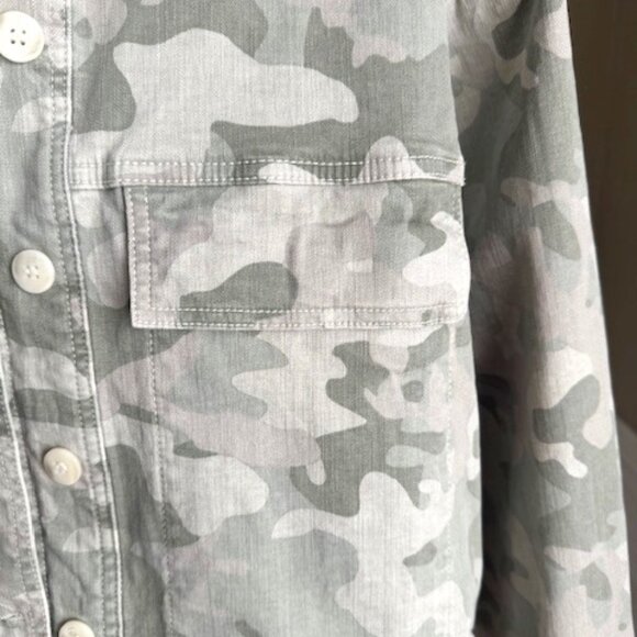 Anthropologie Muted Camo Denim Boyfriend Jacket - Picture 3 of 14